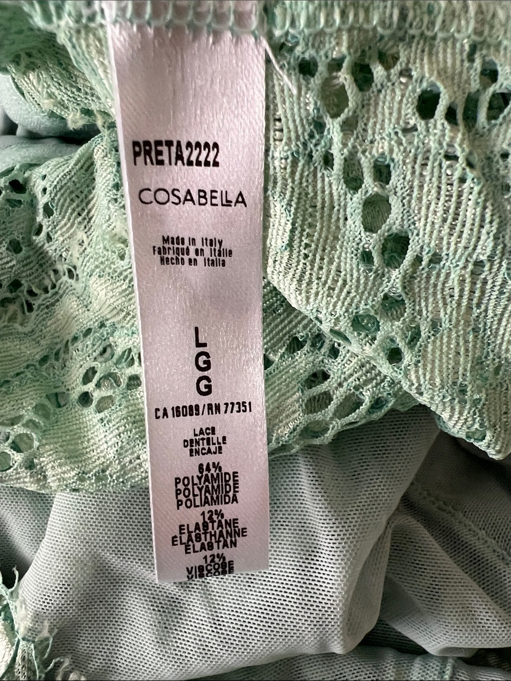 Cosabella Pret-A-Porter Curvy Teddy Lace Bodysuit Verde Umbria Green Large NWT - Picture 9 of 11